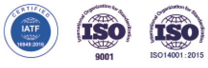 ISO9001, ISO14001 and IATF16949 quality management badges